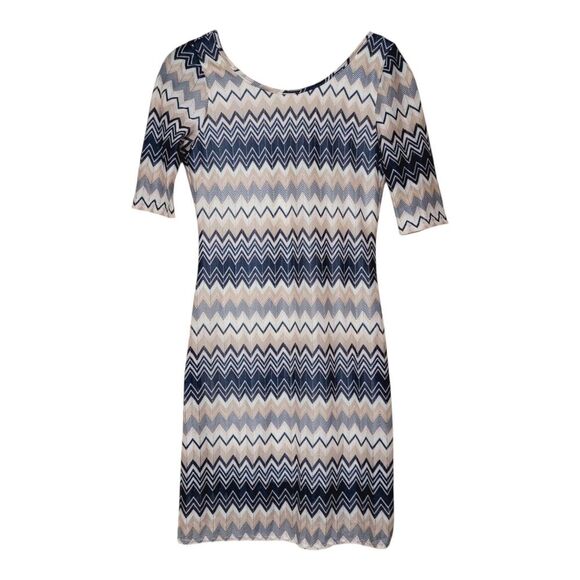 Velvet Torch Womens Shows L Fits M New Chevron Over The Knee Dress- Teal Multi - Picture 3 of 11